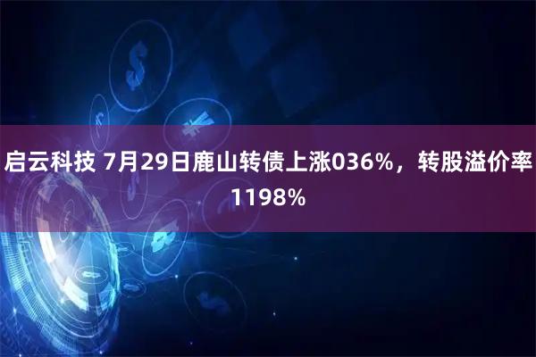 启云科技 7月29日鹿山转债上涨036%,转股溢价率1198%